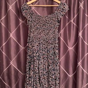 Smocked off the shoulder floral dress